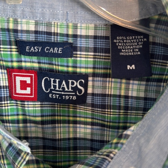 Chaps Easy Care Short Sleeve Plaid Shirt - Size M - Picture 3 of 3